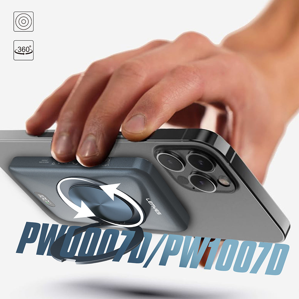 Lenyes PW0007D 20W Dijital LED Ekranlı Yüzük Standlı Wireless Powerbank 15W 5000mAh