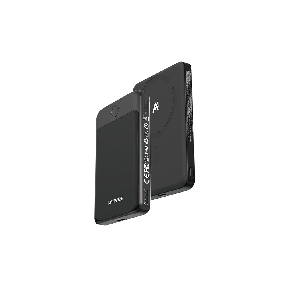 Lenyes PW0008D PD 20W LED Ekranlı Yapay Zeka Destekli Ultra İnce Wireless Powerbank 15W 5000mAh