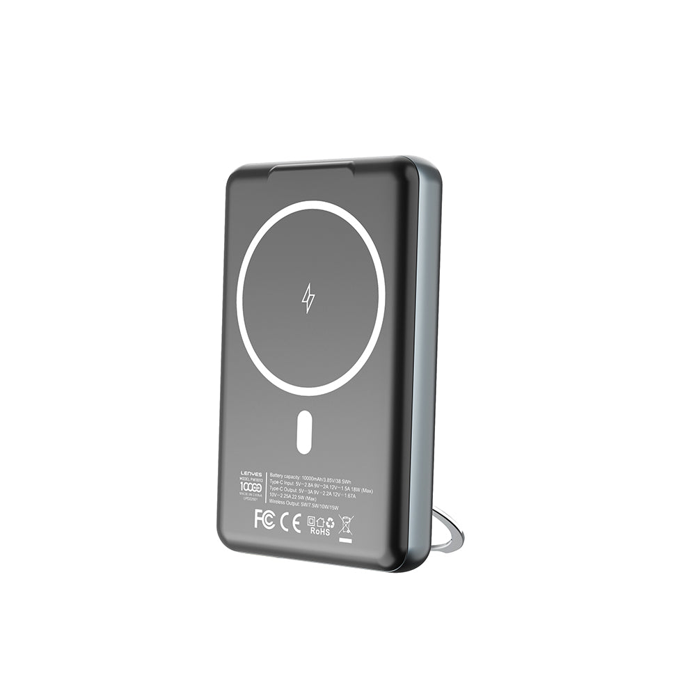 Lenyes PW1001D PD 22.5W Hızlı Şarj Özellikli Standlı Wireless Powerbank 15W 10000mAh