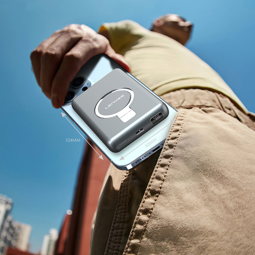 Lenyes PW1001D PD 22.5W Hızlı Şarj Özellikli Standlı Wireless Powerbank 15W 10000mAh