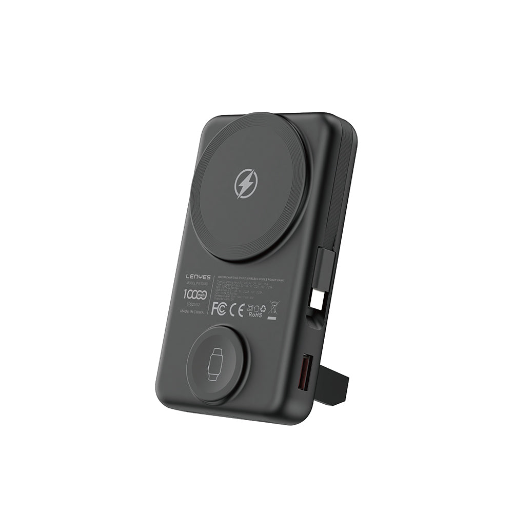 Lenyes PW1003D 22.5W Dijital LED Ekranlı Akıllı Saat Kablosuz Şarj Özellikli Standlı Wireless Powerbank 15W 10000mAh
