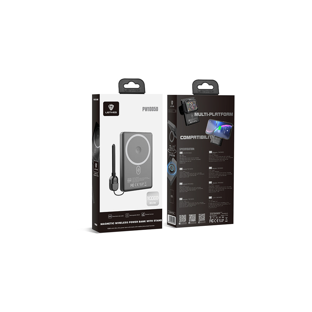 Lenyes PW1005D Standlı Akıllı Saat Kablosuz Şarj Özellikli Wireless Powerbank 20W 10000mAh