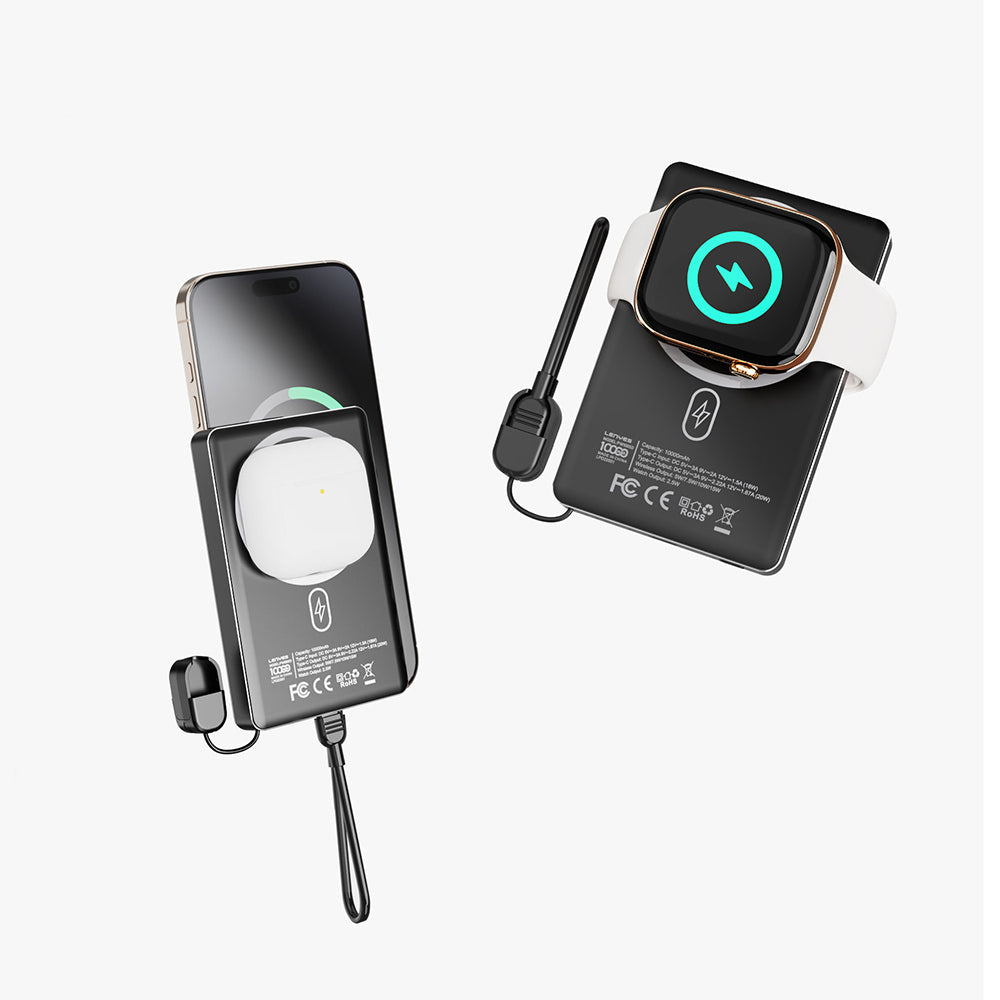 Lenyes PW1005D Standlı Akıllı Saat Kablosuz Şarj Özellikli Wireless Powerbank 20W 10000mAh