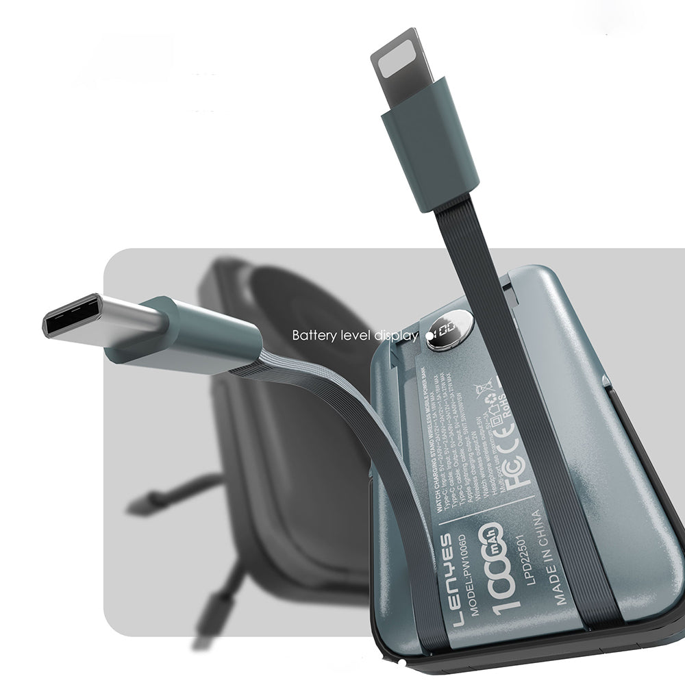 Lenyes PW1006D Dijital LED Ekranlı Standlı Wireless Powerbank 15W 10000mAh