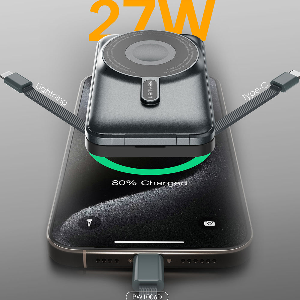 Lenyes PW1006D Dijital LED Ekranlı Standlı Wireless Powerbank 15W 10000mAh