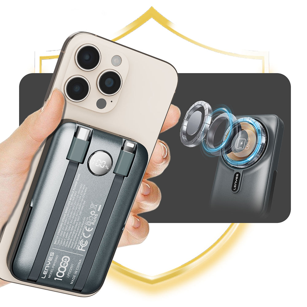 Lenyes PW1006D Dijital LED Ekranlı Standlı Wireless Powerbank 15W 10000mAh