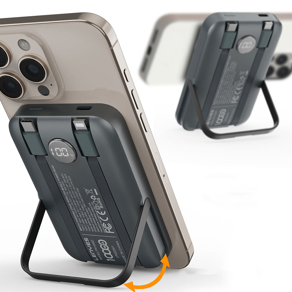 Lenyes PW1006D Dijital LED Ekranlı Standlı Wireless Powerbank 15W 10000mAh