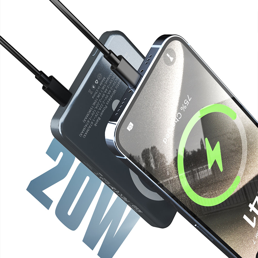 Lenyes PW1007D 20W Dijital LED Ekranlı Yüzük Standlı Wireless Powerbank 15W 10000mAh