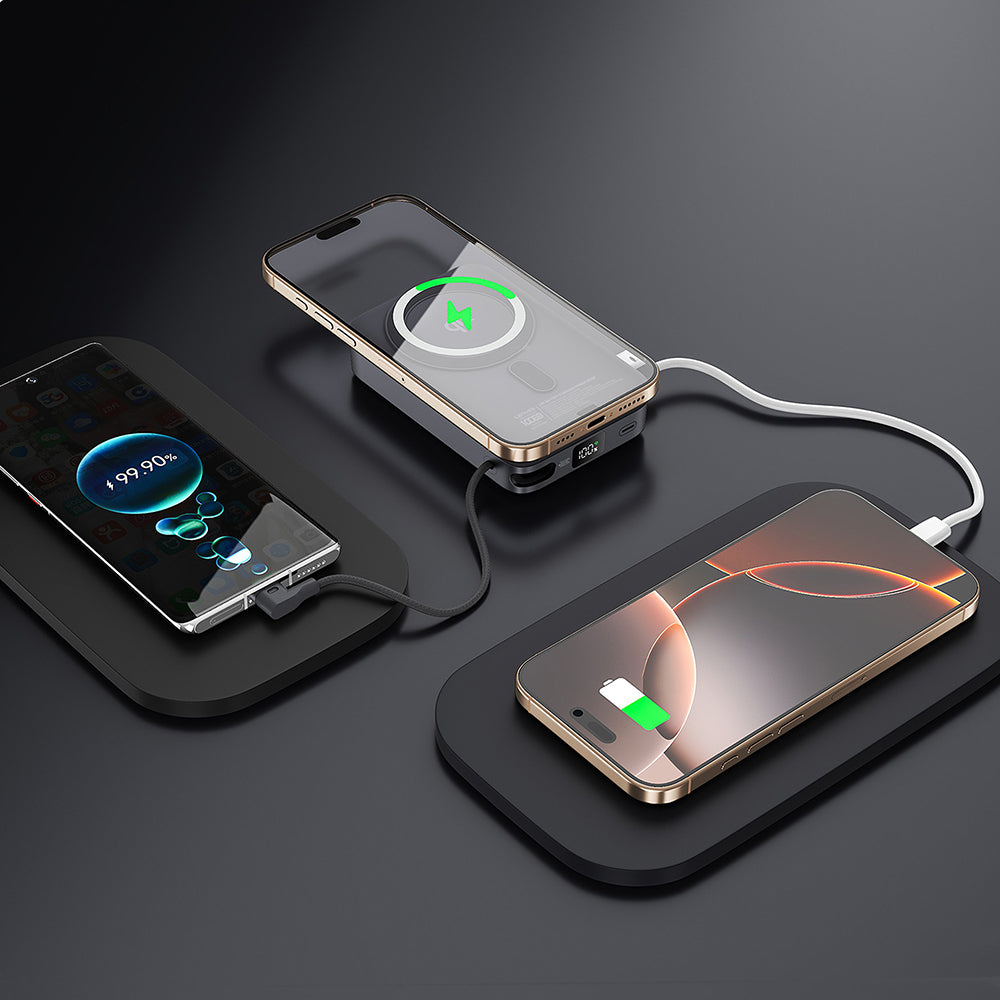 Lenyes PW1009D PD 35W Qi2 Teknolojili Type-C Kablolu Standlı Wireless Powerbank 15W 10000mAh