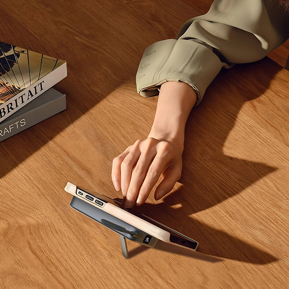 Lenyes PW1009D PD 35W Qi2 Teknolojili Type-C Kablolu Standlı Wireless Powerbank 15W 10000mAh