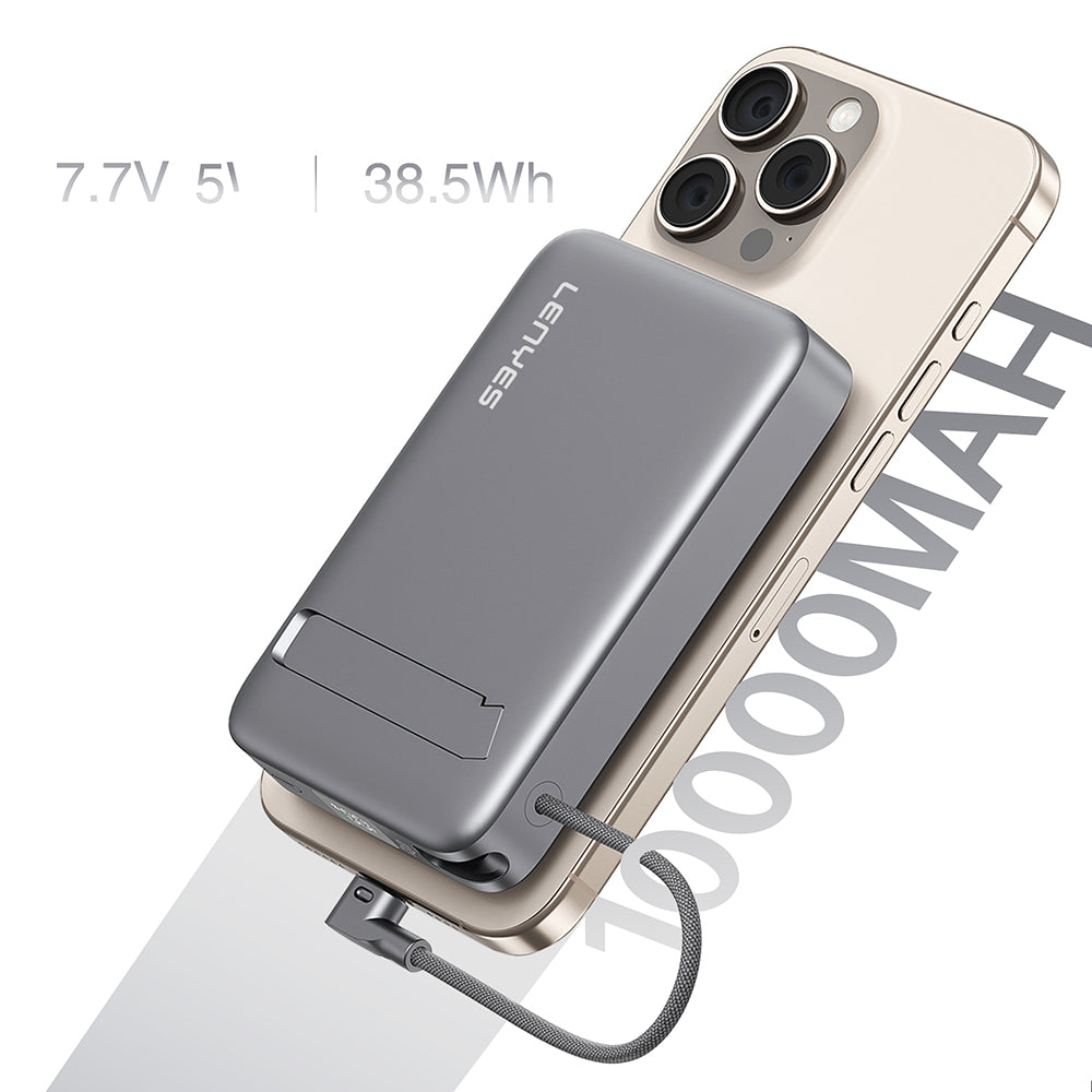 Lenyes PW1009D PD 35W Qi2 Teknolojili Type-C Kablolu Standlı Wireless Powerbank 15W 10000mAh