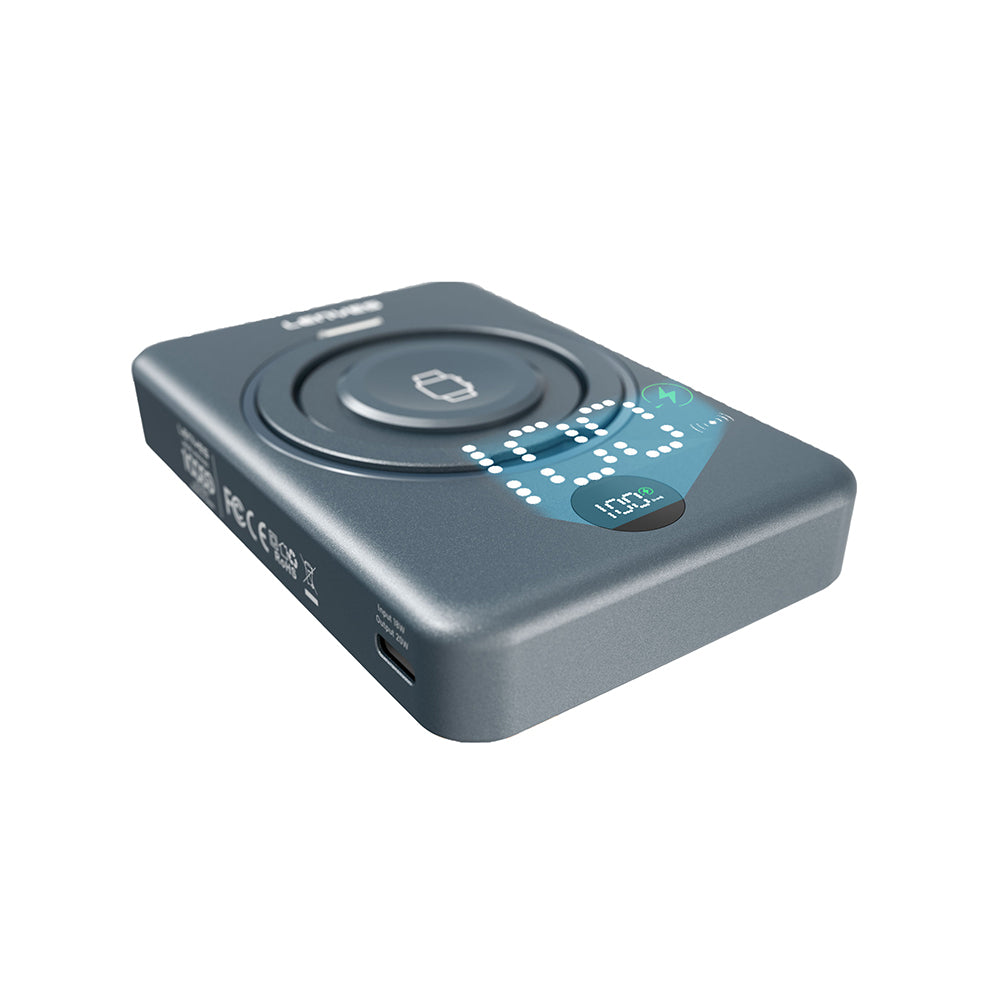 Lenyes PW1010D PD 20W Dijital LED Göstergeli Akıllı Saat Kablosuz Şarj Özellikli Standlı Wireless Powerbank 15W 10000mAh