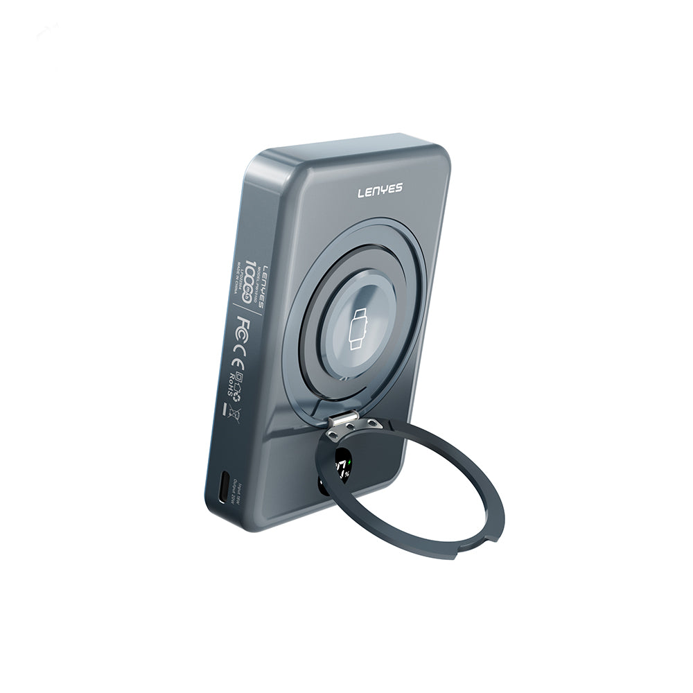 Lenyes PW1010D PD 20W Dijital LED Göstergeli Akıllı Saat Kablosuz Şarj Özellikli Standlı Wireless Powerbank 15W 10000mAh