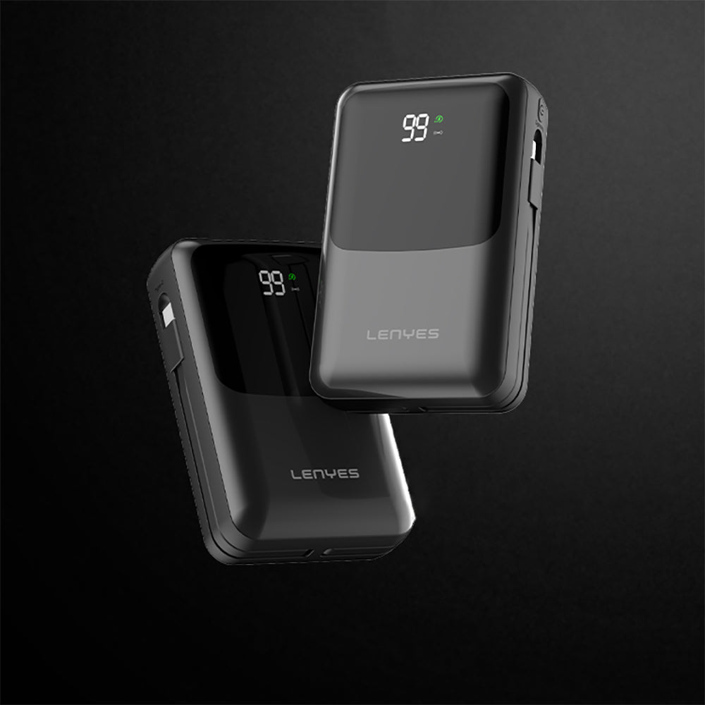 Lenyes PW223D Dijital LED Göstergeli Kablosuz Şarj Özellikli Type-C ve Lightning Kablolu Powerbank 22.5W 20.000mAh