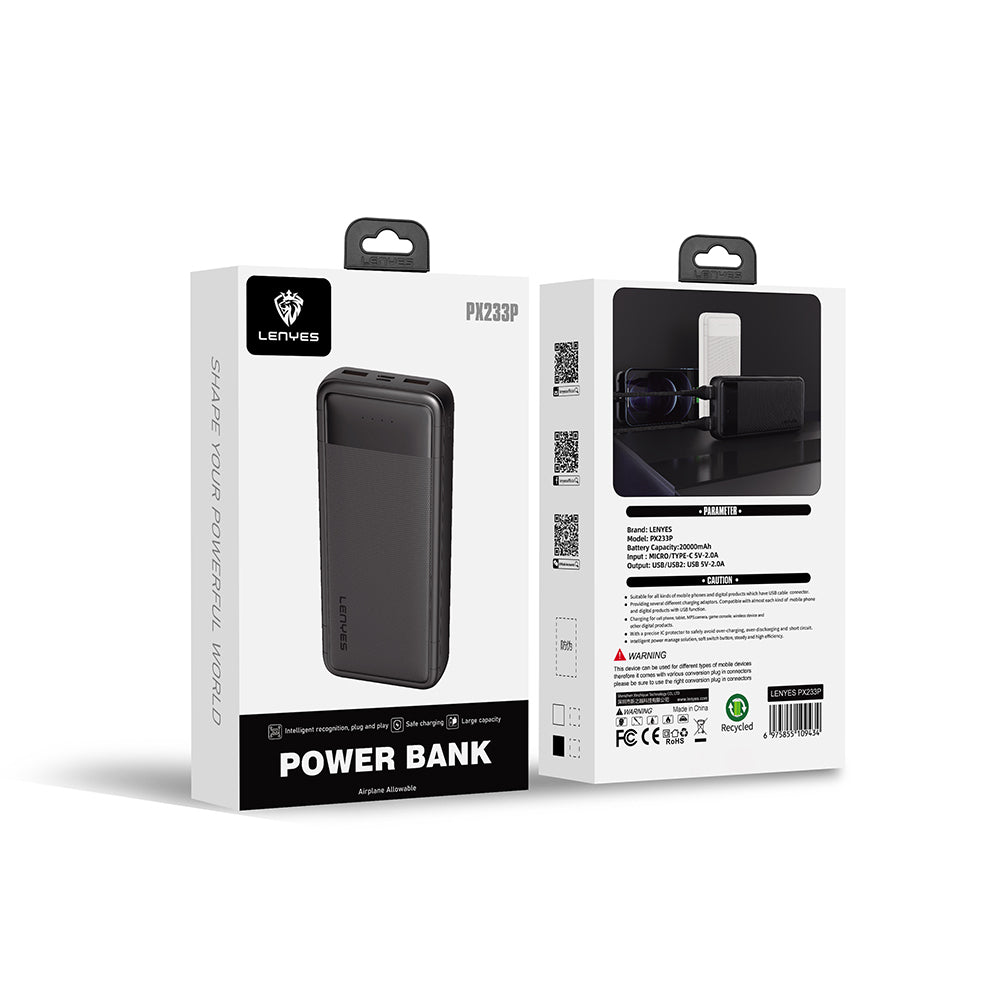 Lenyes PX233P Led Işık Göstergeli Taşınabilir Powerbank 10W 20000mAh
