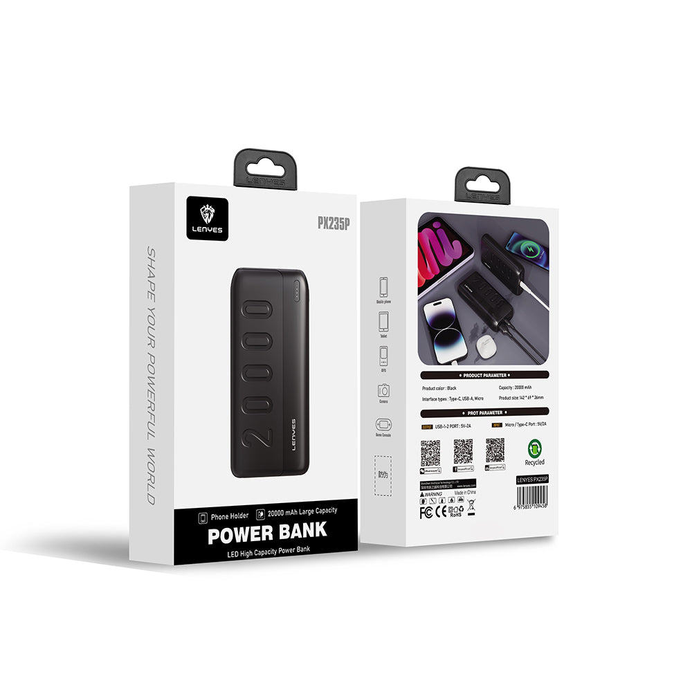 Lenyes PX235P Led Işık Göstergeli Taşınabilir Powerbank 10W 20000mAh