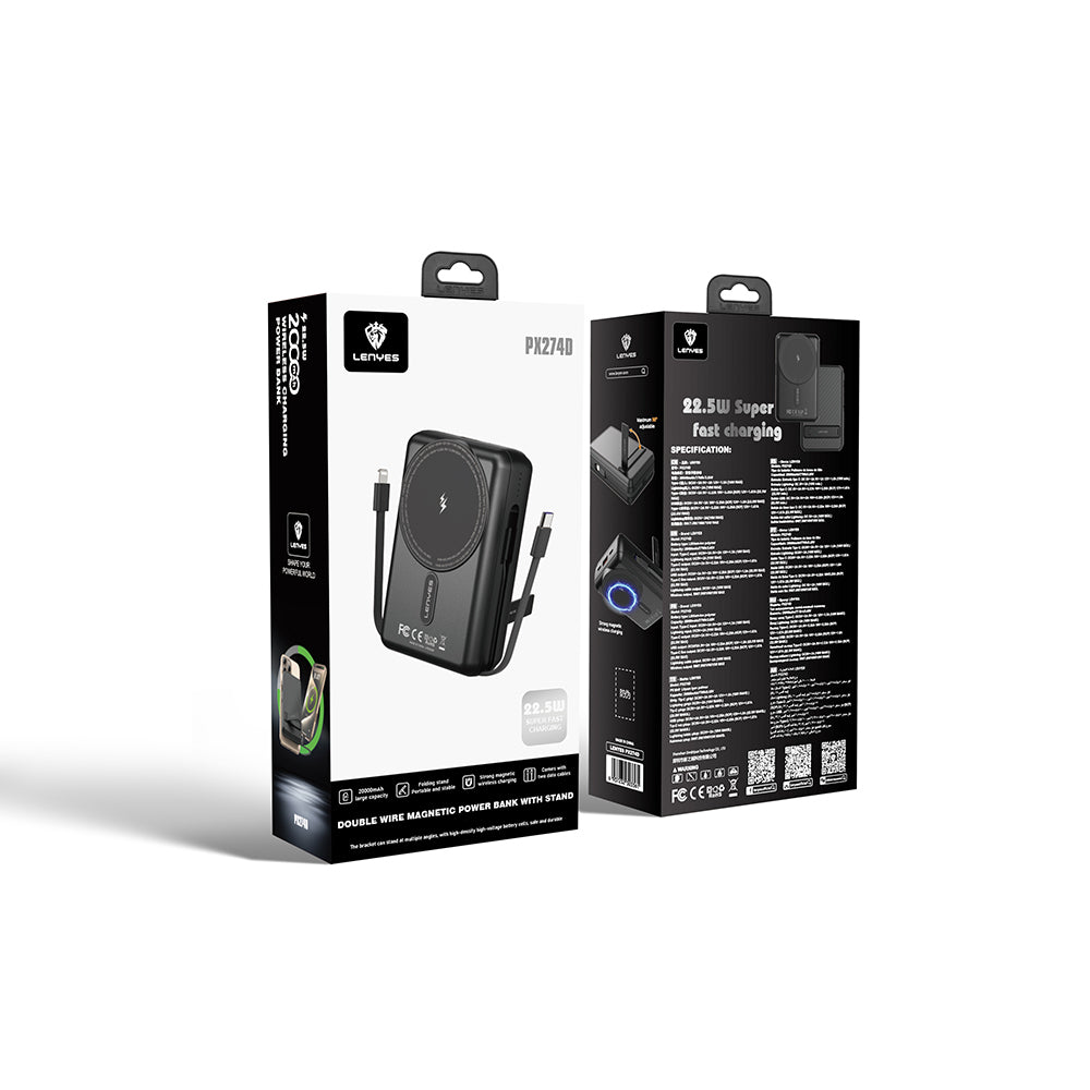 Lenyes PX274D PD 22.5W Standlı M-safe Şarj Özellikli Wireless Powerbank 15W 20000mAh