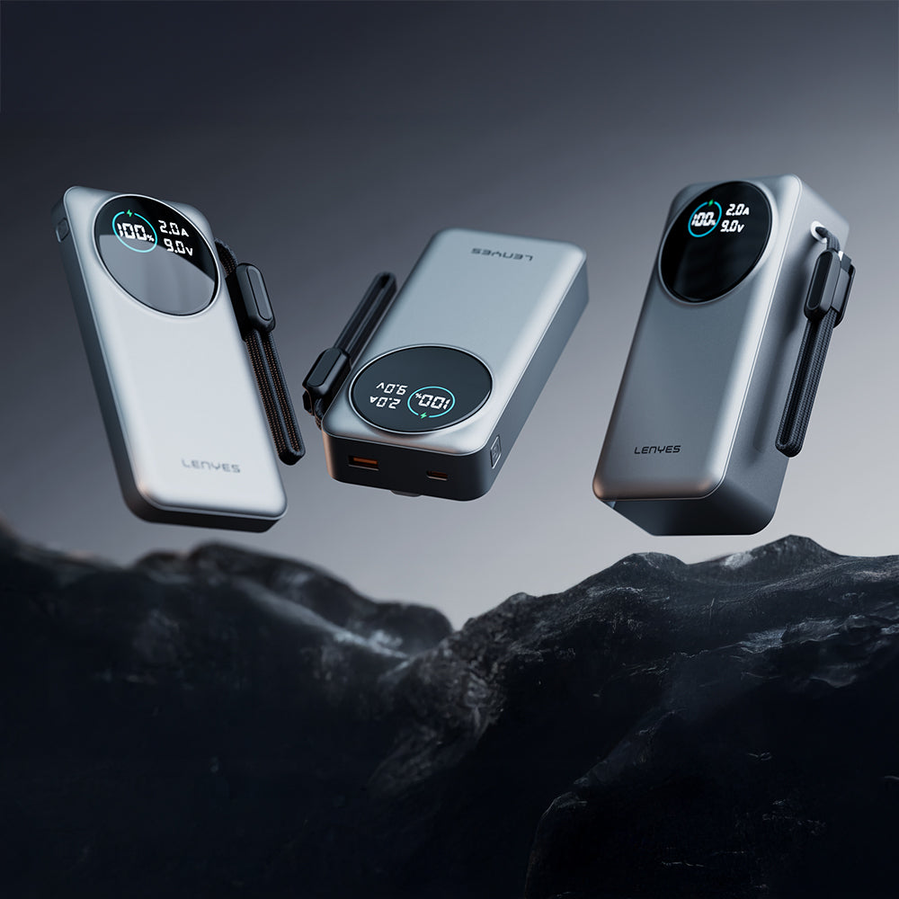 Lenyes PX3004D Dijital LED Ekranlı Lightning Kablolu Powerbank 22.5W 30.000mAh