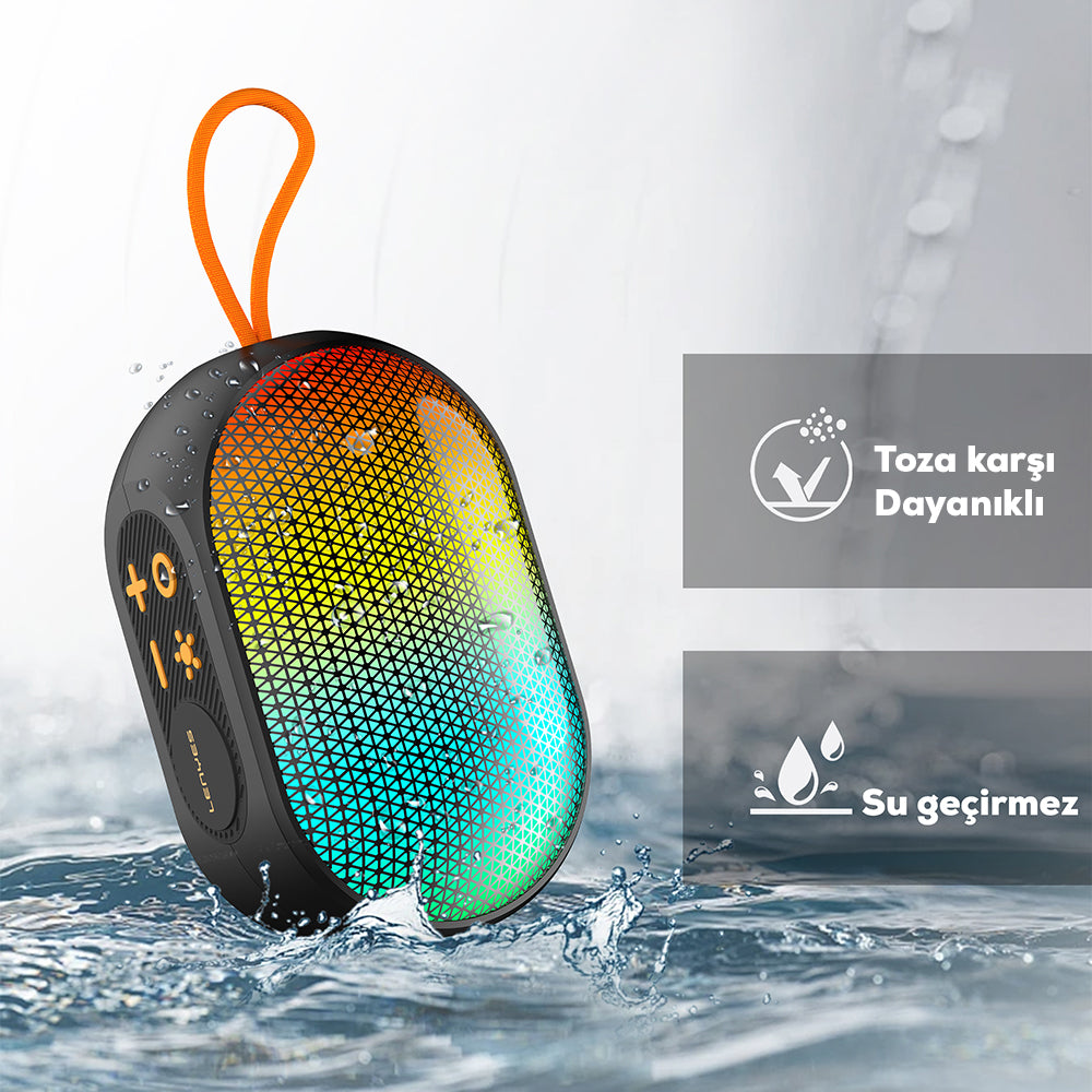 Lenyes S212 Su Geçirmez RGB Işıklı Askılı Taşınabilir Kablosuz Bluetooth Hoparlör v5.3