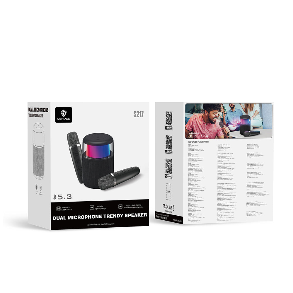 Lenyes S217 RGB Işıklı Karaoke Mikrofonlu Bluetooth Speaker Hoparlör v5.3