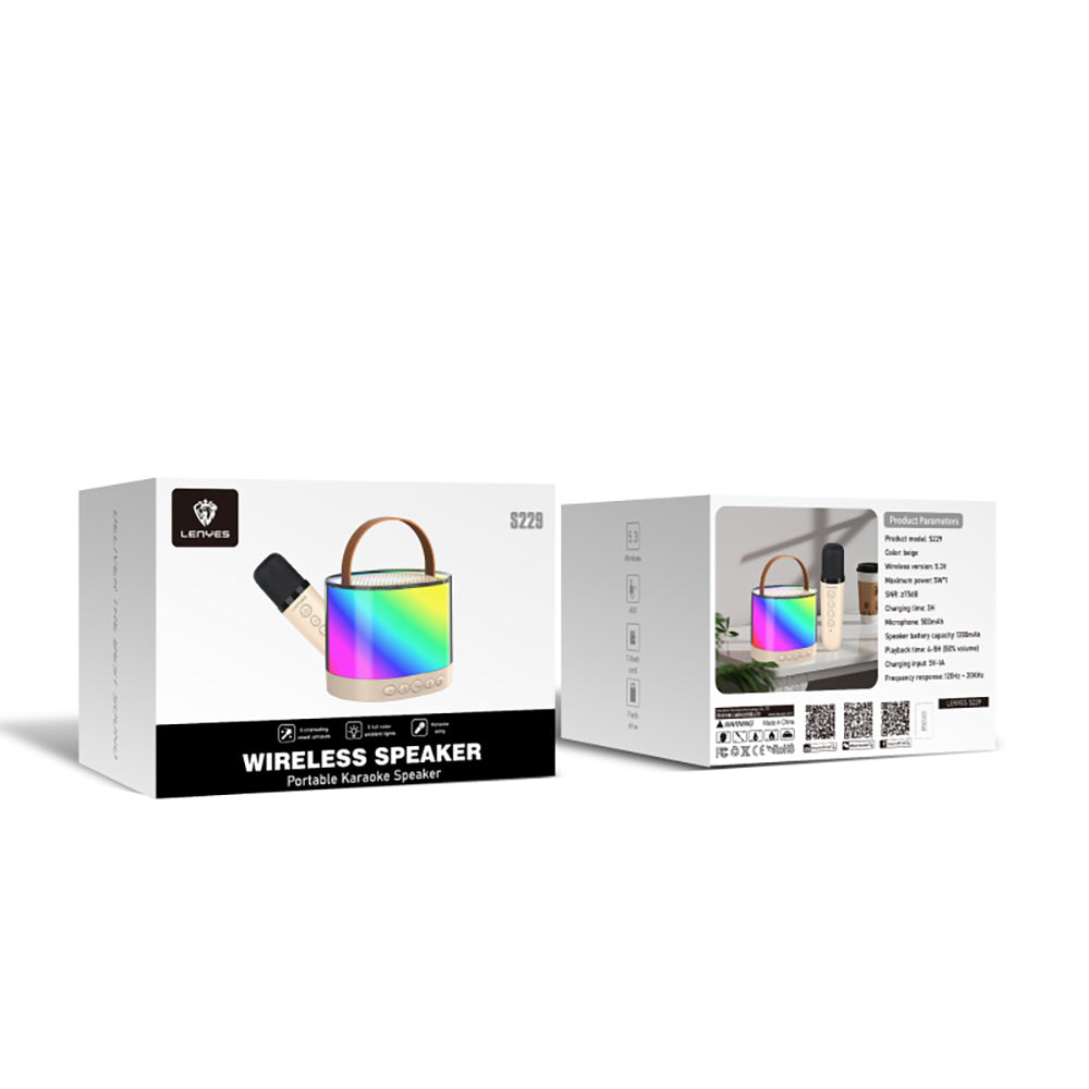 Lenyes S229 RGB Işıklı Askılı Mikrofonlu Bluetooth Speaker Hoparlör v5.3