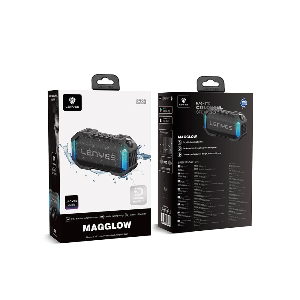 Lenyes S233 Ritme Duyarlı RGB Işıklı Taşınabilir Su Geçirmez TWS Bluetooth Hoparlör