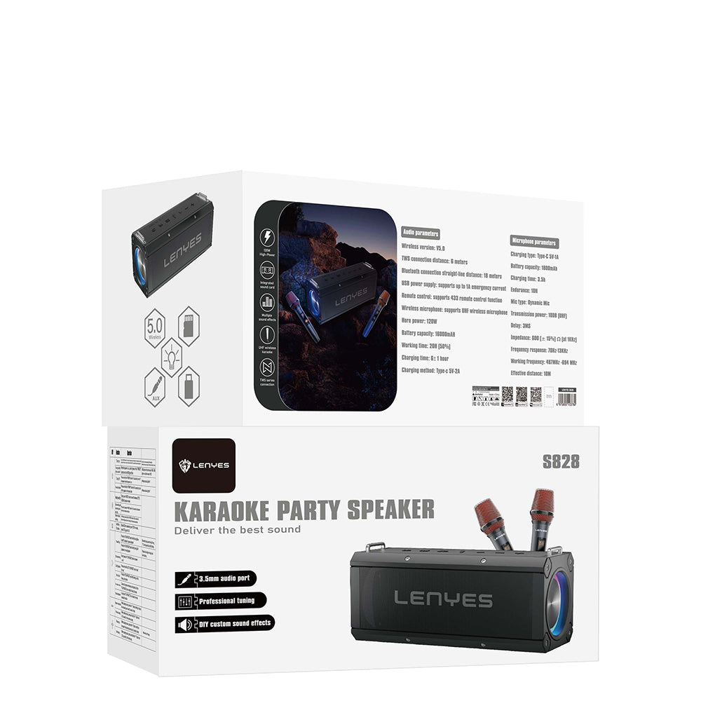 Lenyes S828 RGB Led Işıklı TWS Bluetooth Speaker Hoparlör v5.0