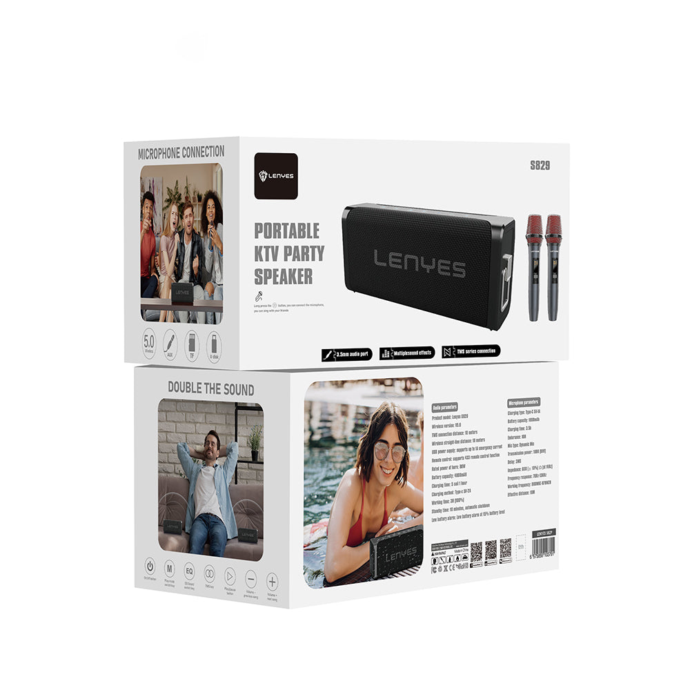 Lenyes S829 Karaoke Mikrofonlu Bluetooth Speaker Hoparlör v5.0