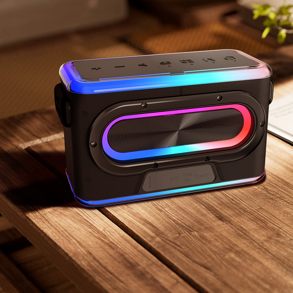 Lenyes S834 RGB Led Işıklı Bluetooth Speaker Hoparlör ve Karaoke Bluetooth Mikrofon