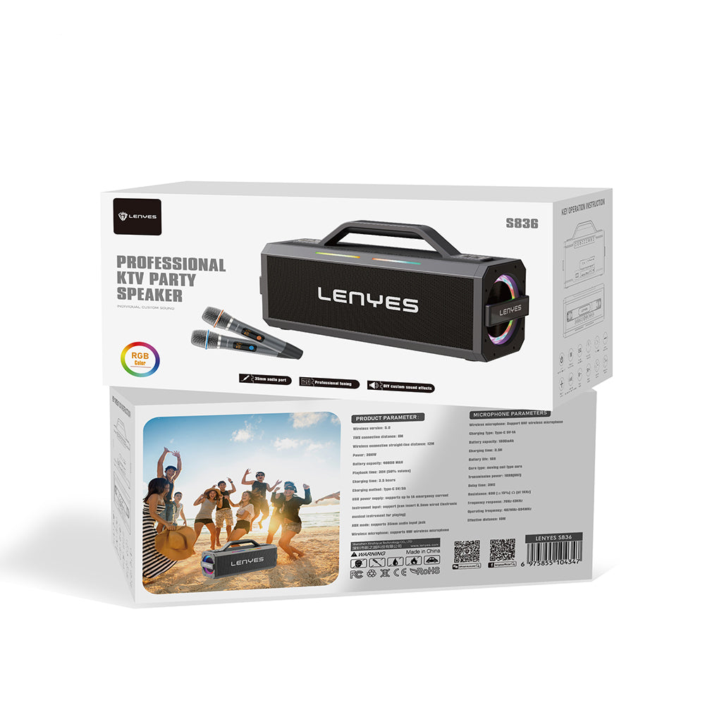 Lenyes S836 RGB Led Işıklı TWS Bluetooth Speaker Hoparlör v5.0