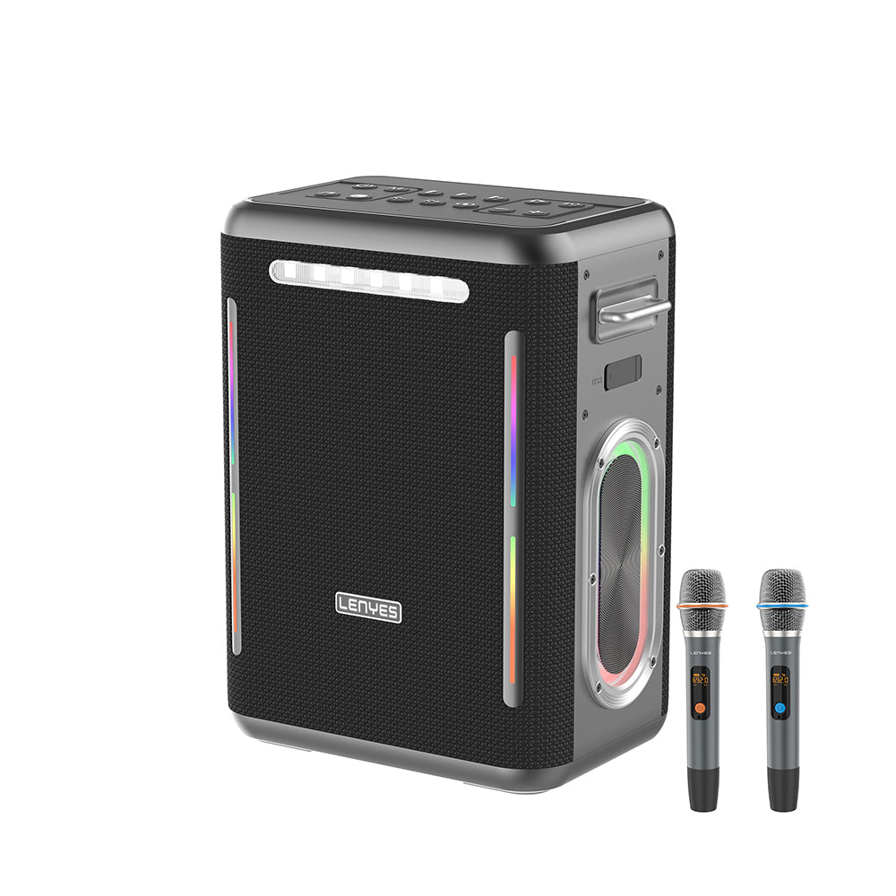 Lenyes S837 RGB Led Işıklı Bluetooth Speaker Hoparlör ve Karaoke Bluetooth Çift Mikrofon v5.0
