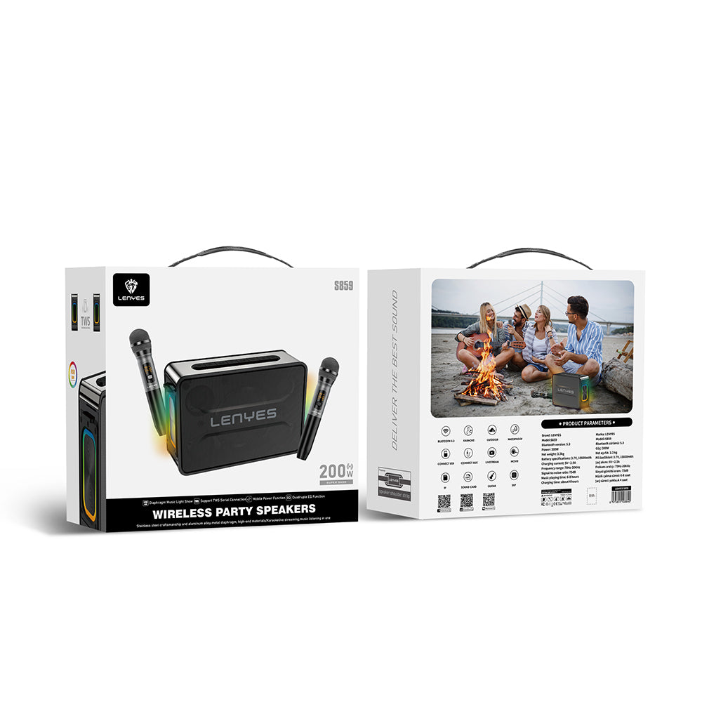 Lenyes S859 RGB Işıklı Çift Mikrofonlu TWS Bluetooth Speaker Hoparlör v5.3