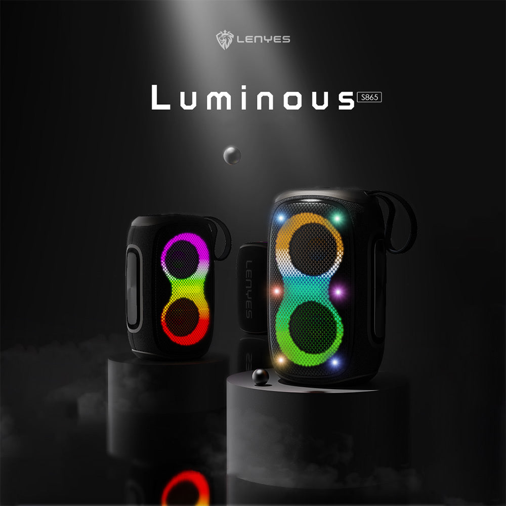 Lenyes S865 Luminous Serisi Su Geçirmez Çoklu Giriş RGB Işıklı TWS Bluetooth Hoparlör v5.3 40W