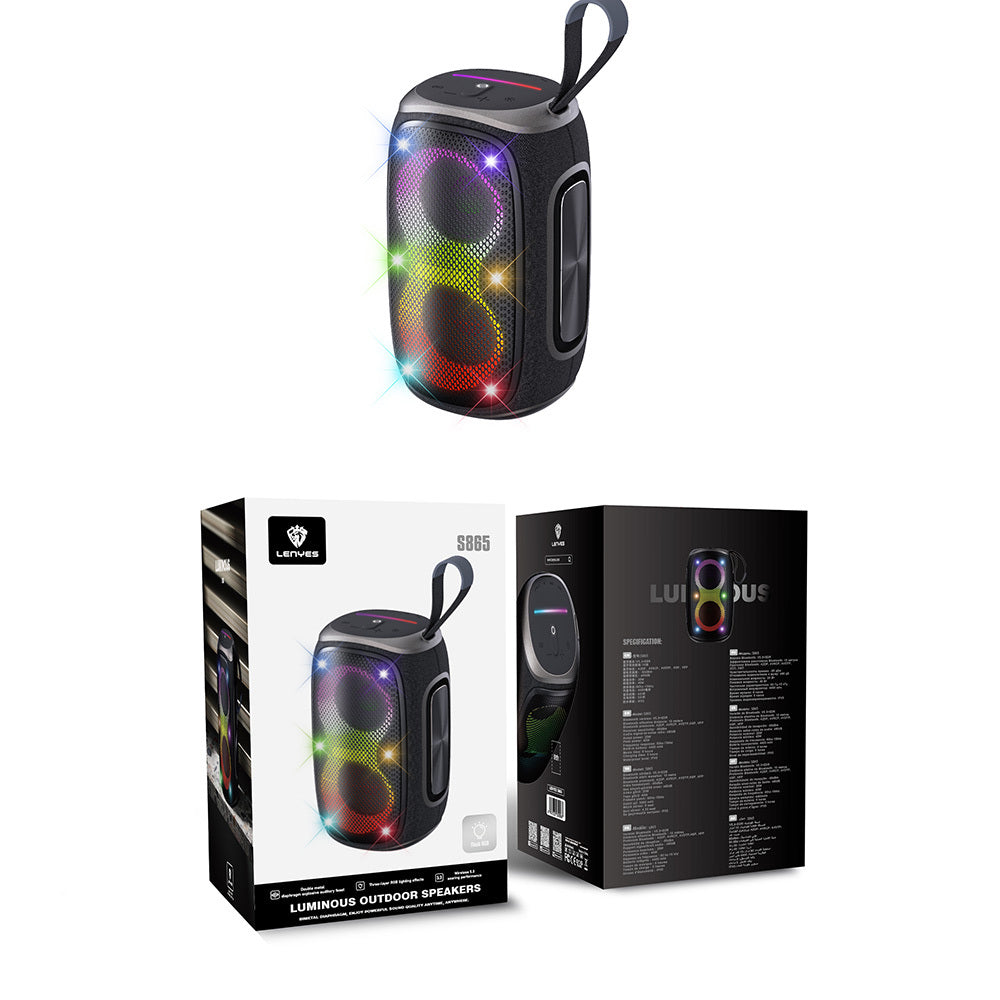 Lenyes S865 Luminous Serisi Su Geçirmez Çoklu Giriş RGB Işıklı TWS Bluetooth Hoparlör v5.3 40W