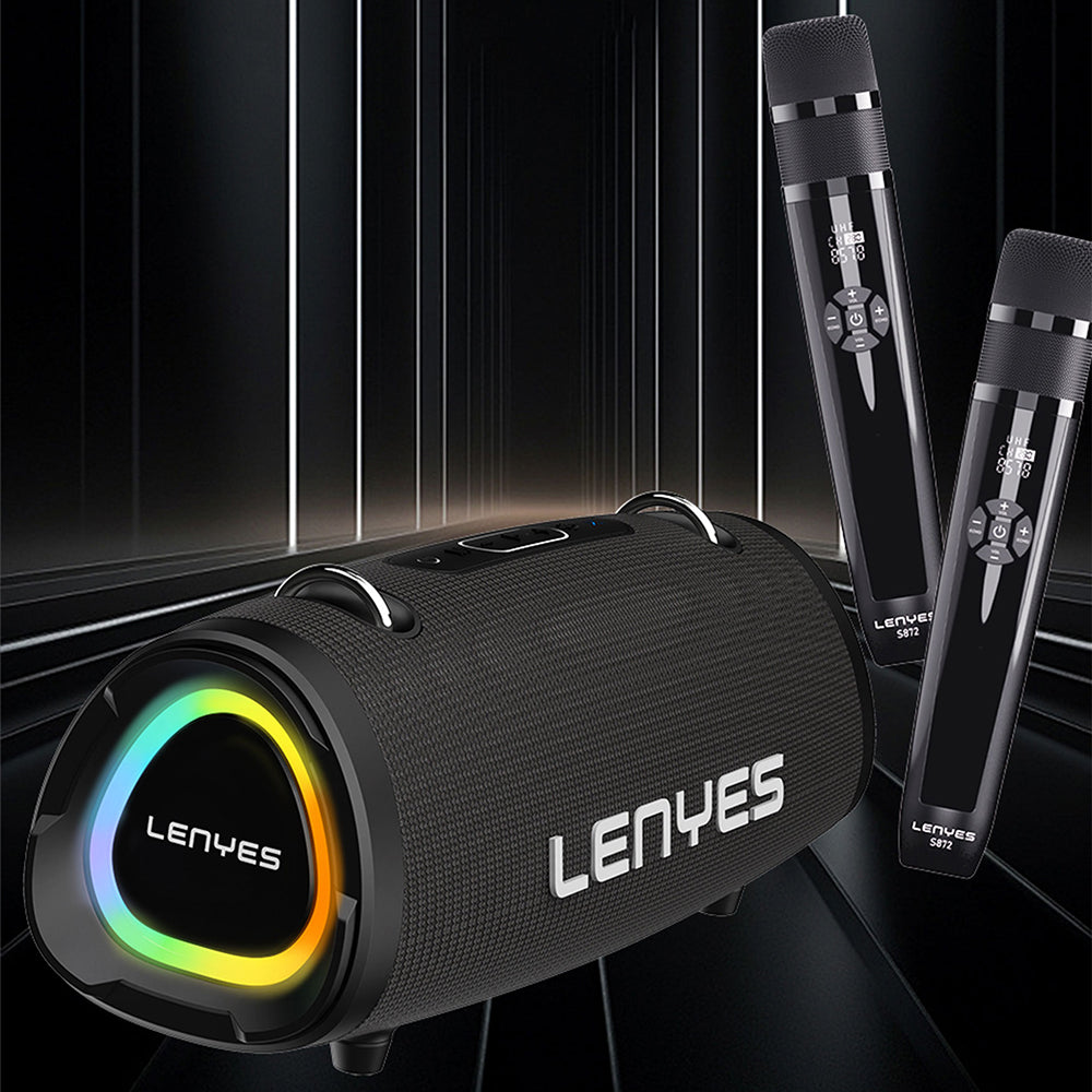 Lenyes S872 RGB Işıklı Taşınabilir Çift Mikrofonlu TWS Bluetooth Speaker Hoparlör v5.3