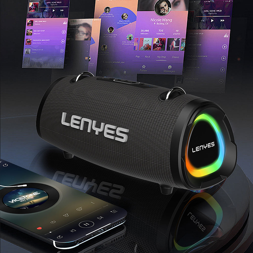 Lenyes S872 RGB Işıklı Taşınabilir Çift Mikrofonlu TWS Bluetooth Speaker Hoparlör v5.3