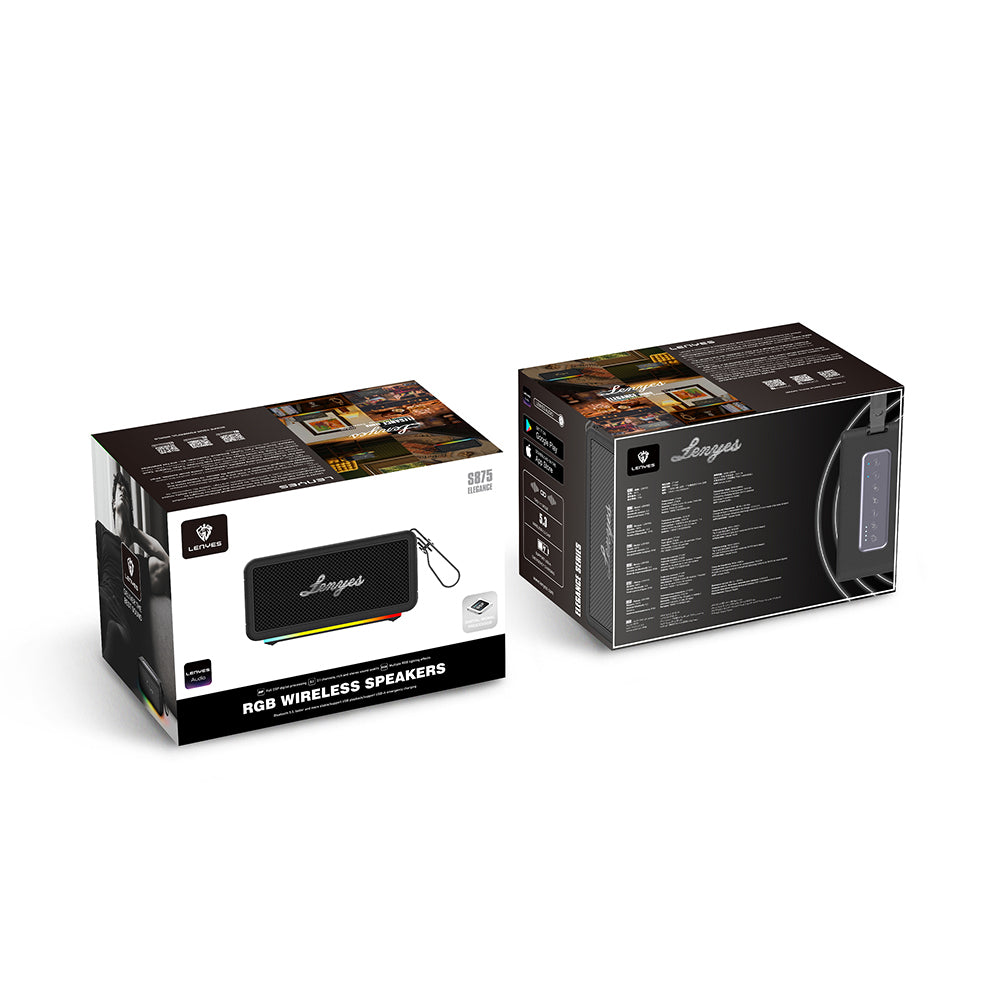 Lenyes S875 Elegance Serisi RGB Işıklı Taşınabilir Su Geçirmez TWS Bluetooth Hoparlör v5.3 40W
