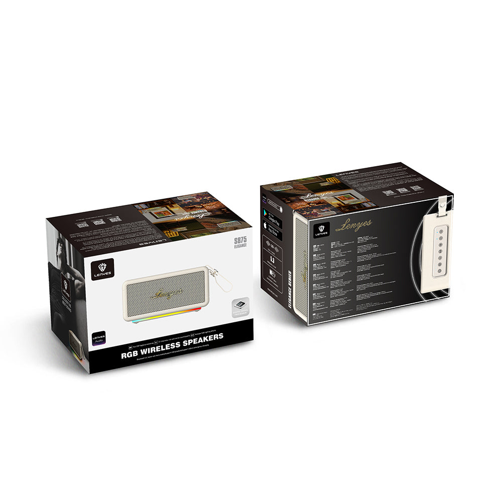 Lenyes S875 Elegance Serisi RGB Işıklı Taşınabilir Su Geçirmez TWS Bluetooth Hoparlör v5.3 40W
