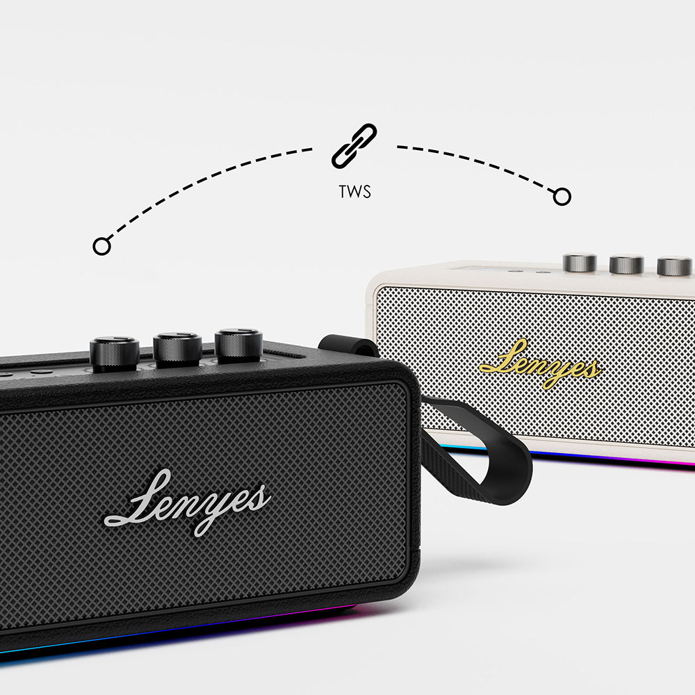 Lenyes S876 Supreme Serisi RGB Işıklı Taşınabilir Su Geçirmez TWS Bluetooth Hoparlör v5.3 45W