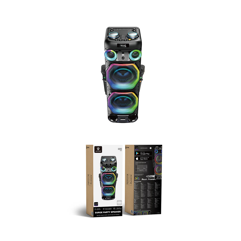 Lenyes S885 RGB Işıklı Çift Mikrofonlu Kablosuz TWS Bluetooth Speaker Hoparlör v5.3