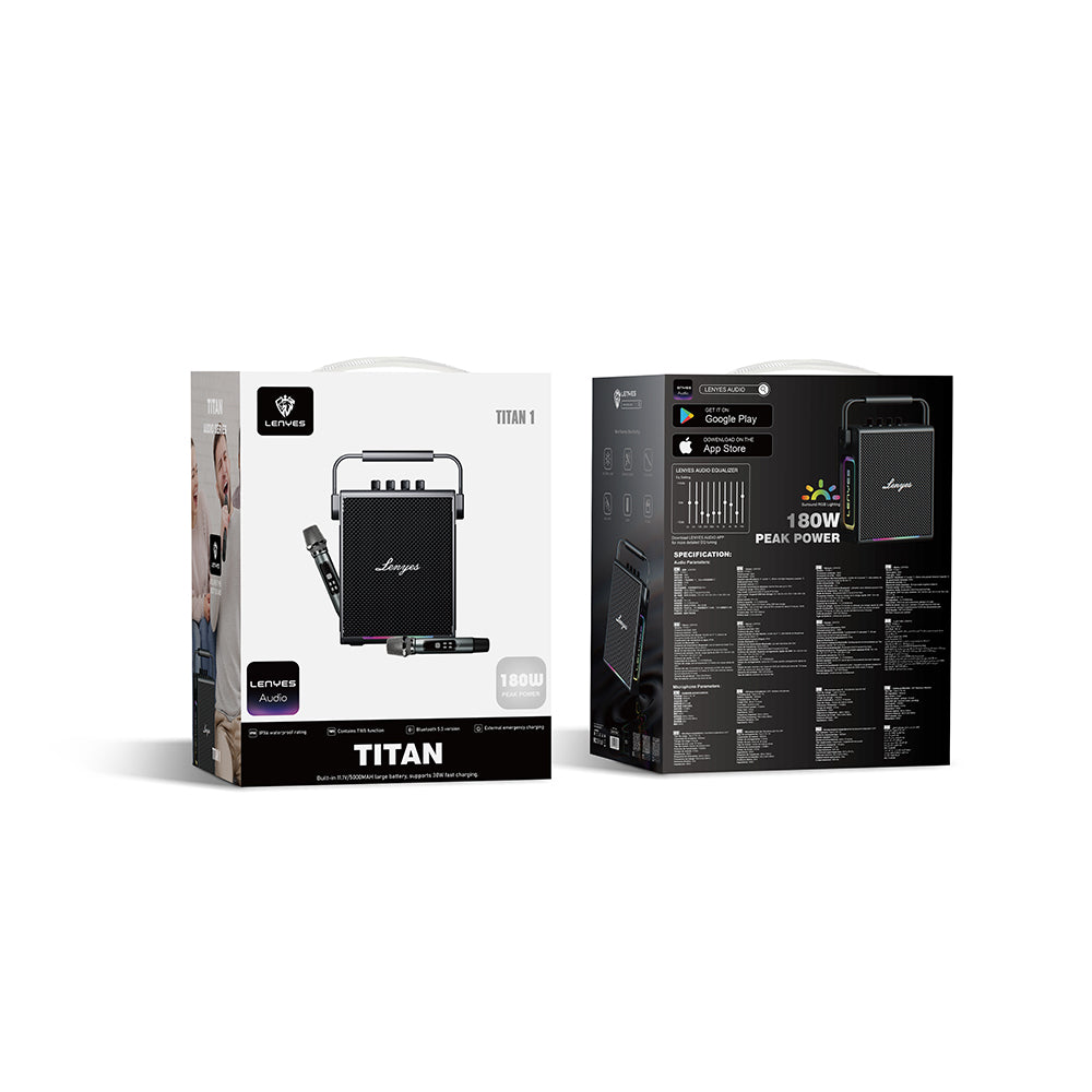 Lenyes Titan 1 Serisi RGB Işıklı Çift Mikrofonlu Bluetooth Speaker Hoparlör v5.3 5000mAh