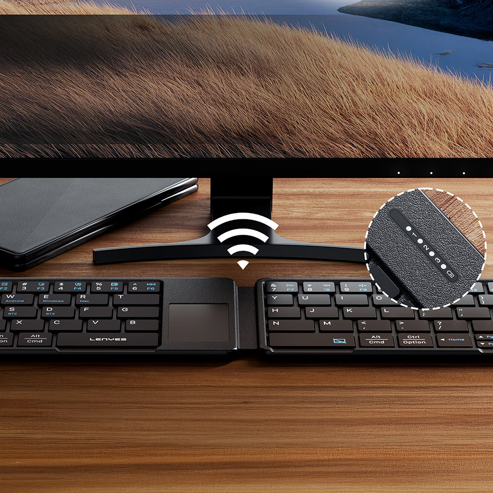 Lenyes WK109 Sessiz Tuş Tasarımlı Touch Pad Özellikli Katlanabilir Bluetooth Bağlantılı Kablosuz Klavye