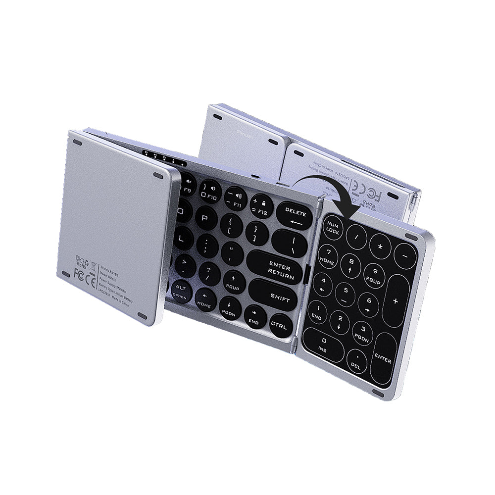 Lenyes WK110 Sessiz Tuş Tasarımlı Num Touch Pad Özellikli Katlanabilir Bluetooth Bağlantılı Kablosuz Klavye