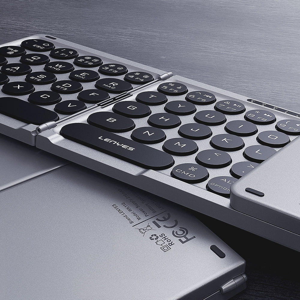 Lenyes WK110 Sessiz Tuş Tasarımlı Num Touch Pad Özellikli Katlanabilir Bluetooth Bağlantılı Kablosuz Klavye