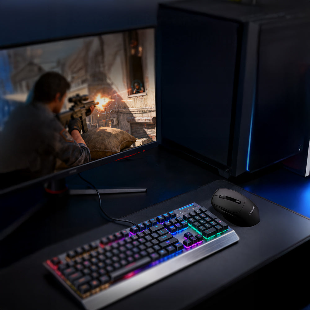 Lenyes WS105 Sessiz Buton Tasarımlı Ergonomik Çift Bluetooth Bağlantılı 2.4G Kablosuz Mouse 1600 DPI