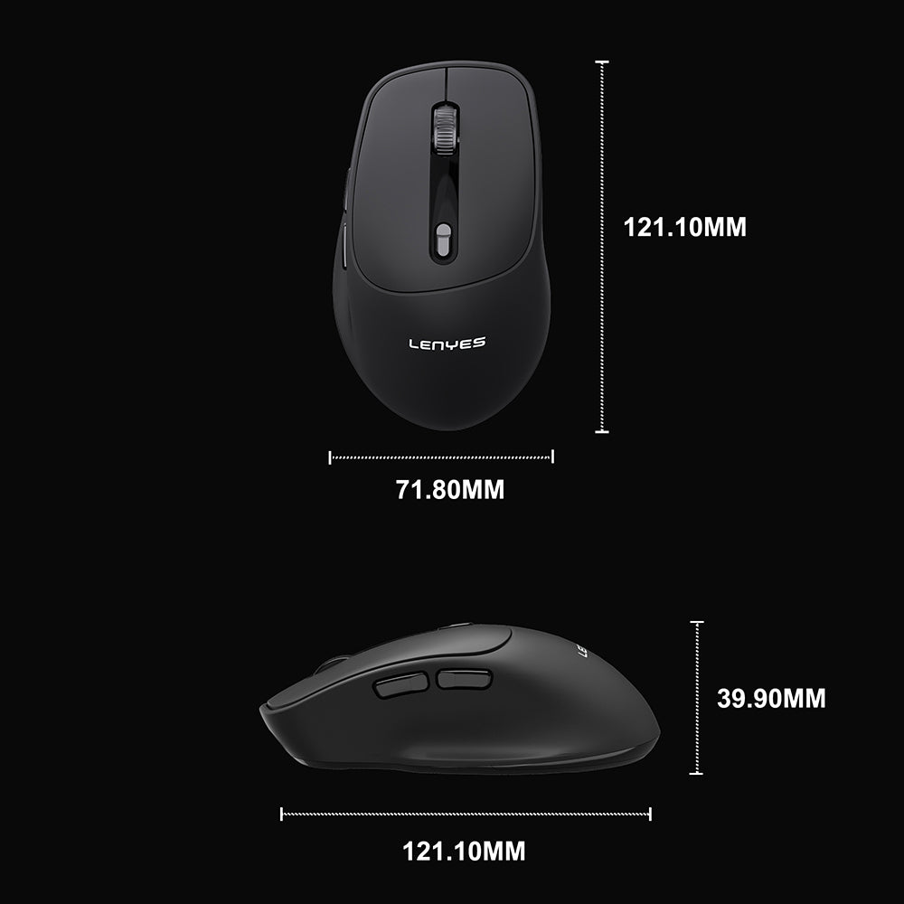 Lenyes WS105 Sessiz Buton Tasarımlı Ergonomik Çift Bluetooth Bağlantılı 2.4G Kablosuz Mouse 1600 DPI