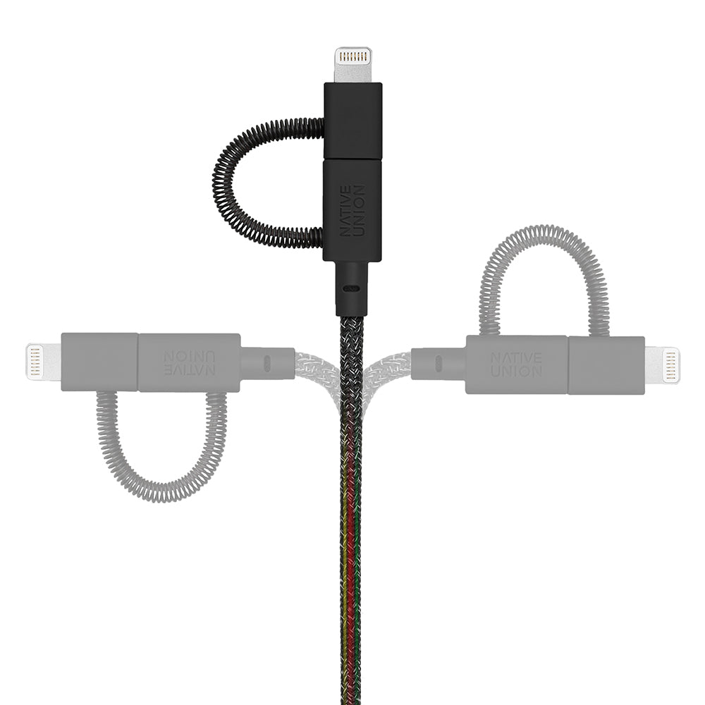 Native Union Belt Serisi 3in1 USB-A to Type-C - Lightning - Micro Şarj Kablosu 2M