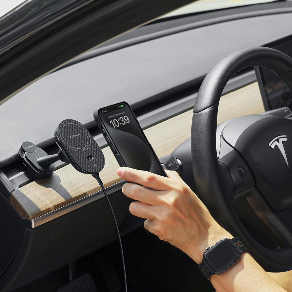 Pitaka MagEZ Pro 2 M-safe Şarj Özellikli Qi2 Aramid Fiber Araç Telefon Tutucu