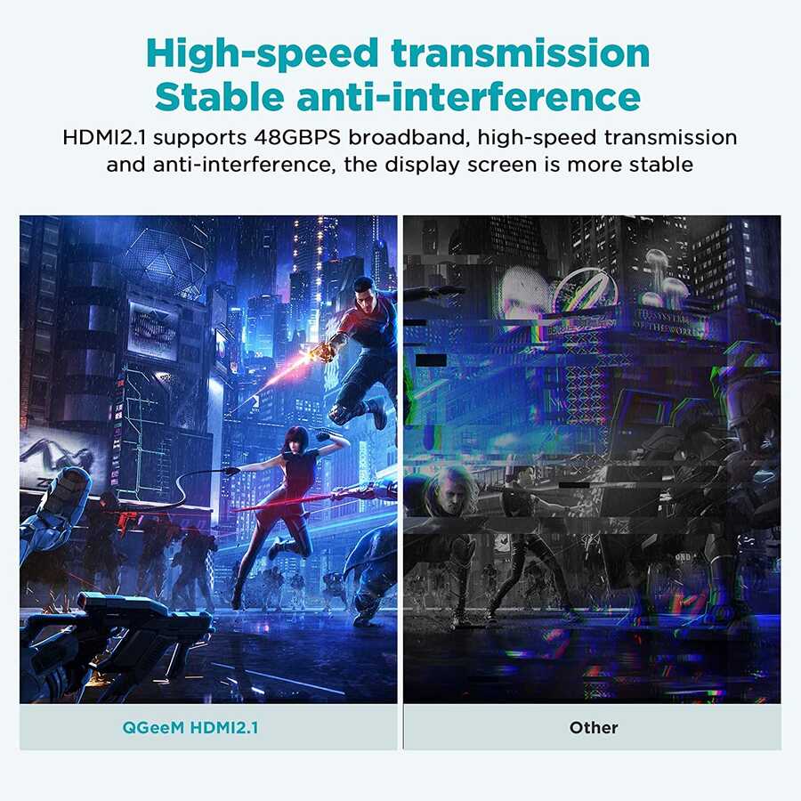 Qgeem QG-AV17 Görüntü ve Ses Aktarıcı HDMI Kablo 2.1 Versiyon 8K HD Kalite 48Gbps 0.91 metre