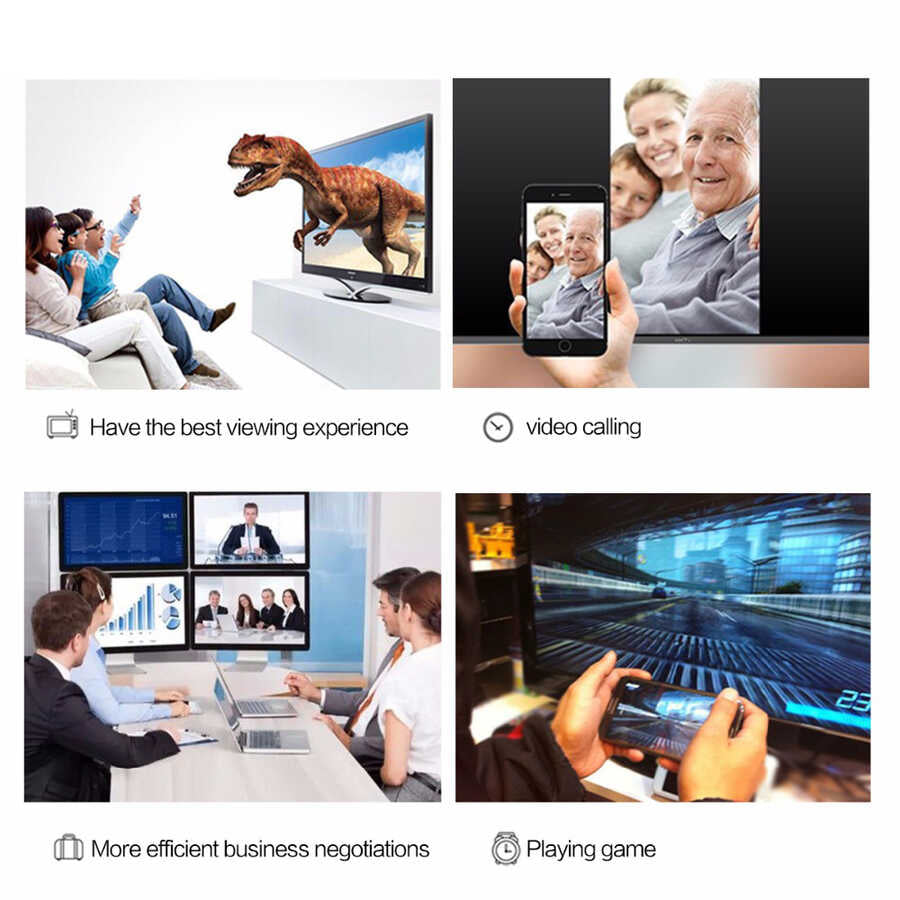 Qgeem QG-UA17 Type-C to VGA Adaptörü Yüksek Çözünürlüklü Dönüştürücü Kablo 1080p 60Hz 1.2 Metre